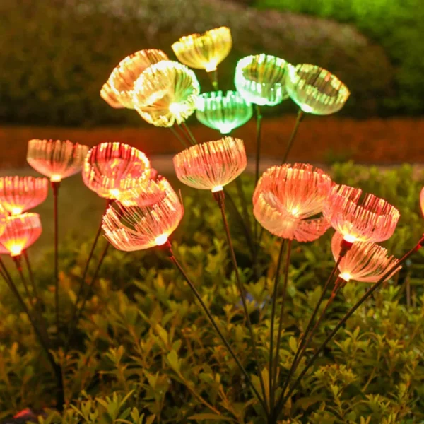 led solar fiber jellyfish light outdoor decorative plug-in lights 7 head warm garden starry lawn landscape lights - Image 2