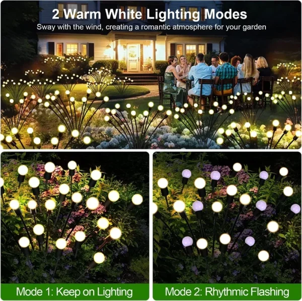 1-12Pack Outdoor LED Solar Lights Waterproof Starburst Solar Firefly Lights Lawn Lamp Garden Lamp for Path Landscape Decorative - Image 5