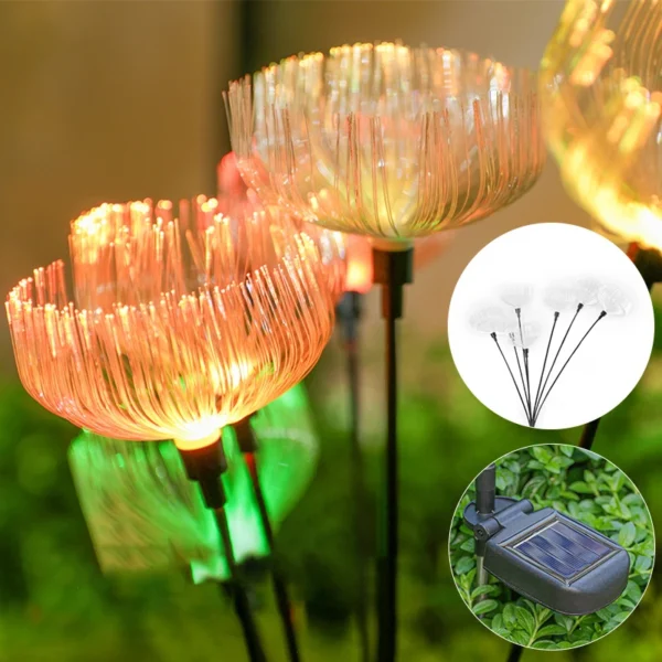 led solar fiber jellyfish light outdoor decorative plug-in lights 7 head warm garden starry lawn landscape lights - Image 3