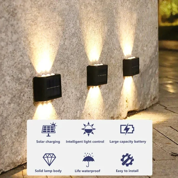 Zilvix LED Solar Lamp Outdoor Waterproof Wall Lights For Garden Yard Decor Landscape Up and Down Luminous Lighting Sunlight - Image 2