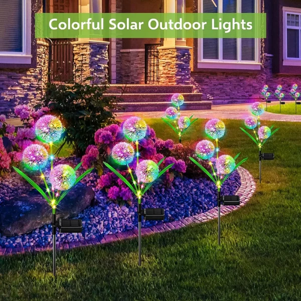 Solar Dandelion Flower Light Outdoor Waterproof LED Decorative Light Lamp for Backyard & Exterior Garden Street Patio Decoration - Image 5