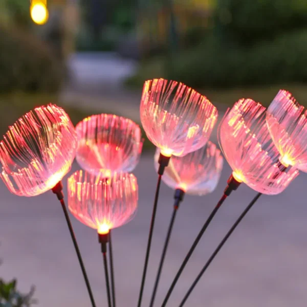 led solar fiber jellyfish light outdoor decorative plug-in lights 7 head warm garden starry lawn landscape lights