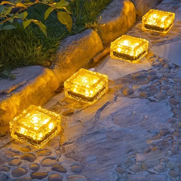 Solar Brick Lights Outdoor, Landscape Path Lights, Solar Ground Lights Party Outdoor Waterproof, Ice Rock Cube Lights - Image 3