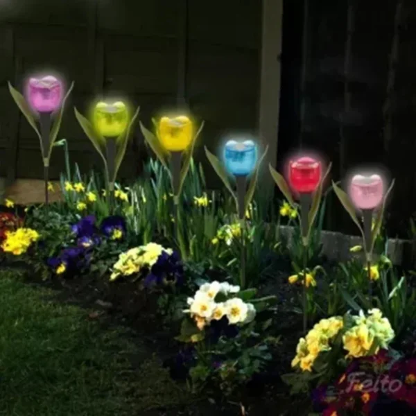 Solar LED Light Outdoor Tulip Rose Flower Lamp Landscape Garden Decor Lawn Lamp Waterproof Garden Lights Outdoor Solar Lights - Image 4