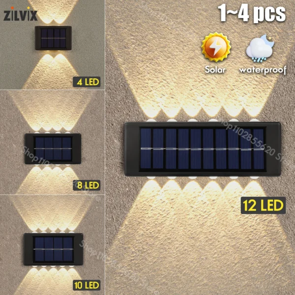 Zilvix LED Solar Lamp Outdoor Waterproof Wall Lights For Garden Yard Decor Landscape Up and Down Luminous Lighting Sunlight