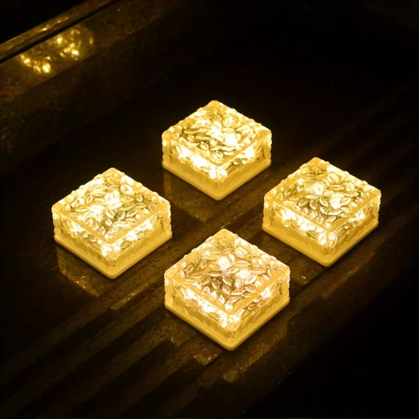 Solar Brick Lights Outdoor, Landscape Path Lights, Solar Ground Lights Party Outdoor Waterproof, Ice Rock Cube Lights