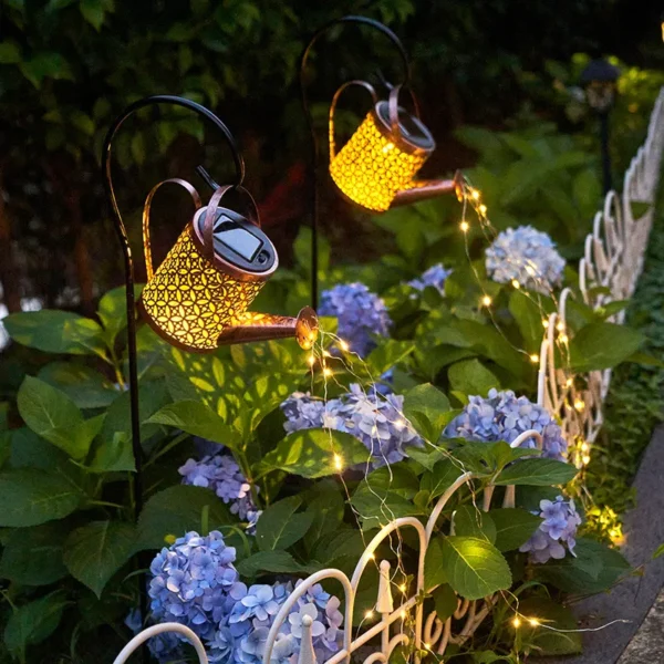 Solar Watering Can Light Hanging Waterfall Lamp Outdoor Garden Lights Decor Yard Porch Lawn Backyard Landscape Sun Lamp